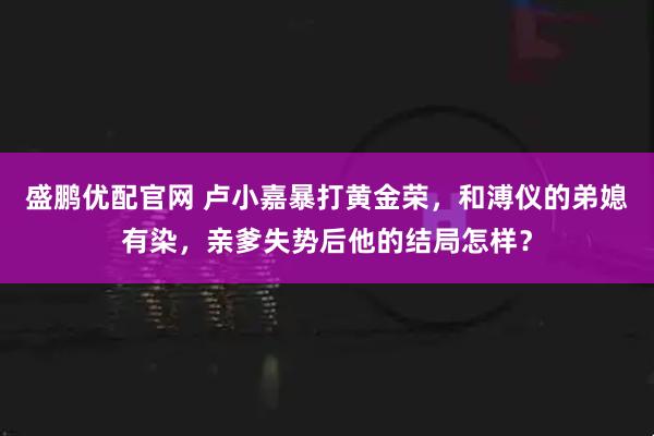 盛鹏优配官网 卢小嘉暴打黄金荣，和溥仪的弟媳有染，亲爹失势后他的结局怎样？
